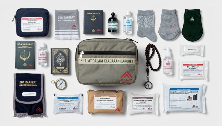 Tas ibadah darurat lengkap berisi berbagai alat untuk ibadah dalam kondisi terbatas