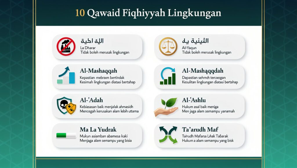 Infografis 10 qawaid fiqhiyyah untuk lingkungan dan ekologi Islam