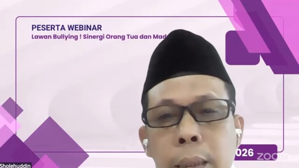 Sambutan Sholehuddin mewakili Koordinatoriat dalam Webinar edukasi bullying di madrasah