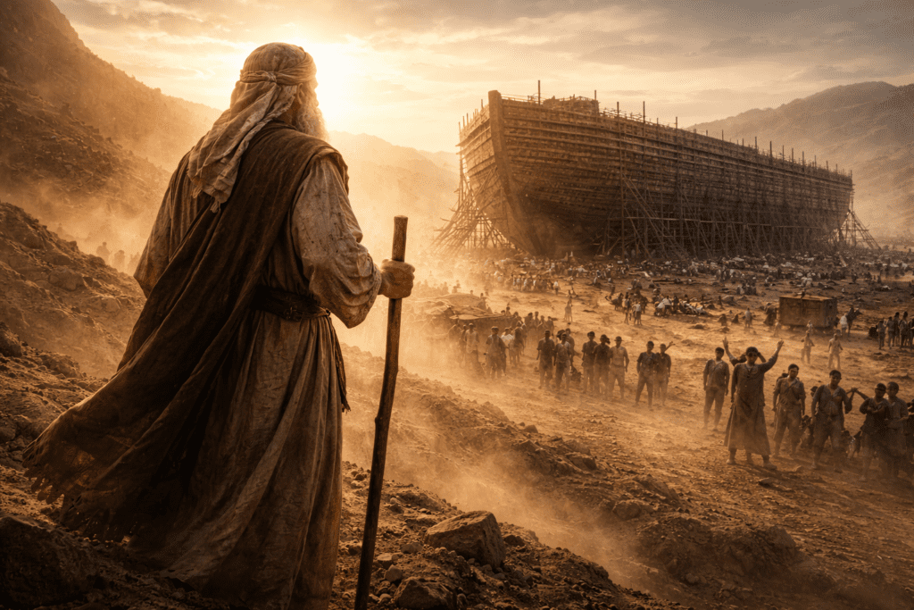 Nabi Nuh AS membangun kapal atas perintah Allah untuk menyelamatkan umat dari banjir besar