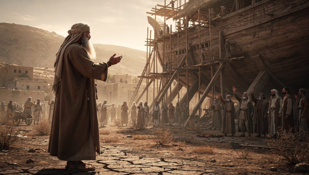 Nabi Nuh AS membangun kapal atas perintah Allah untuk menyelamatkan umat dari banjir besar