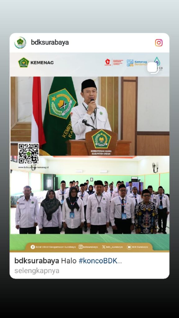 Pembukaan Bimtek Ekoteologi BDK Surabaya di Kemenag Gresik bersama Plt Kakan Kemenag dan peserta penyuluh serta penghulu