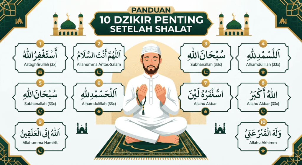 Urutan wirid dan dzikir setelah shalat fardhu yang diajarkan Nabi ﷺ berdasarkan hadis shahih