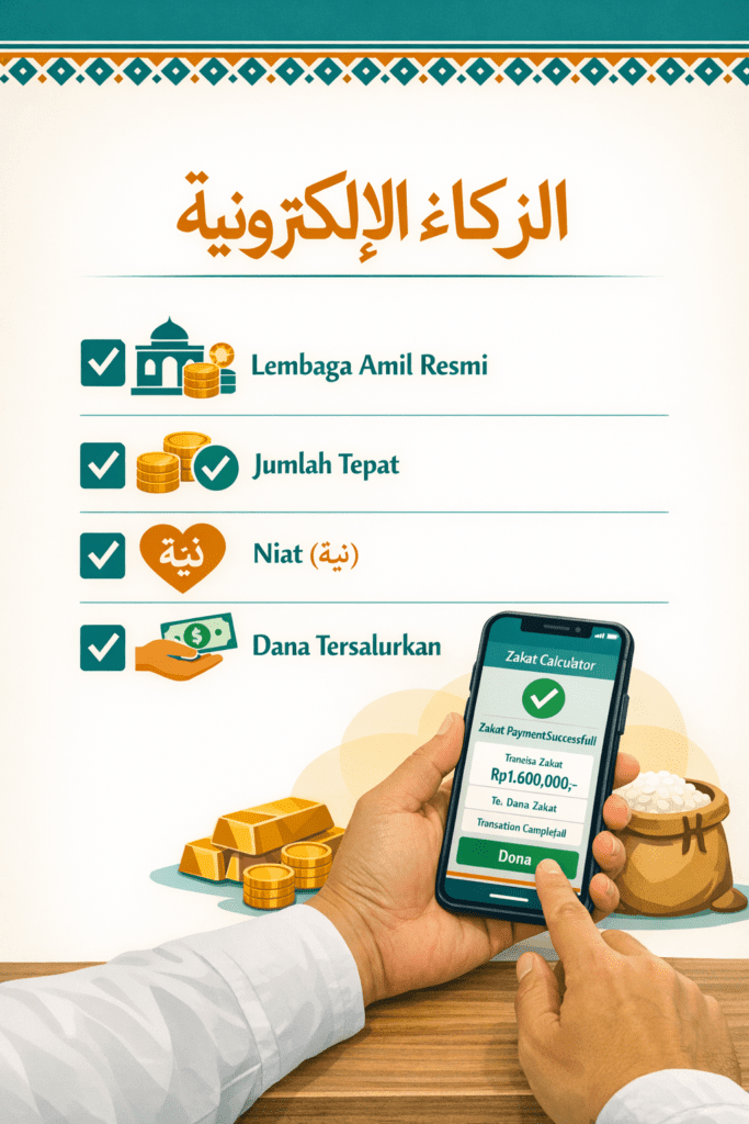 Infografis 4 syarat sahnya zakat online menurut ketentuan fikih Islam