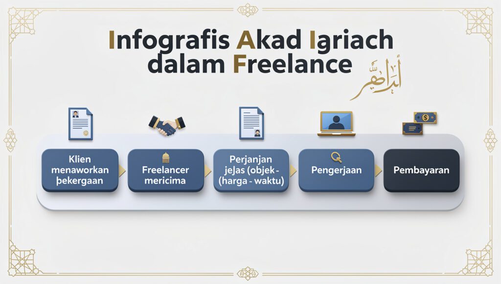 Infografis akad ijarah dalam freelance online sesuai fikih Islam