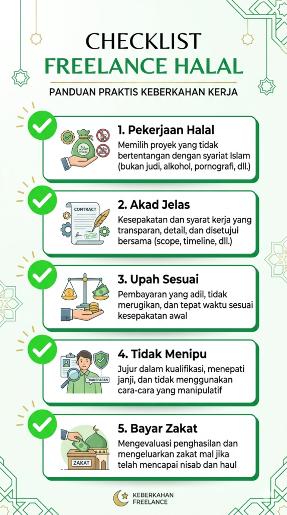 Checklist freelance online halal dalam Islam 5 syarat utama