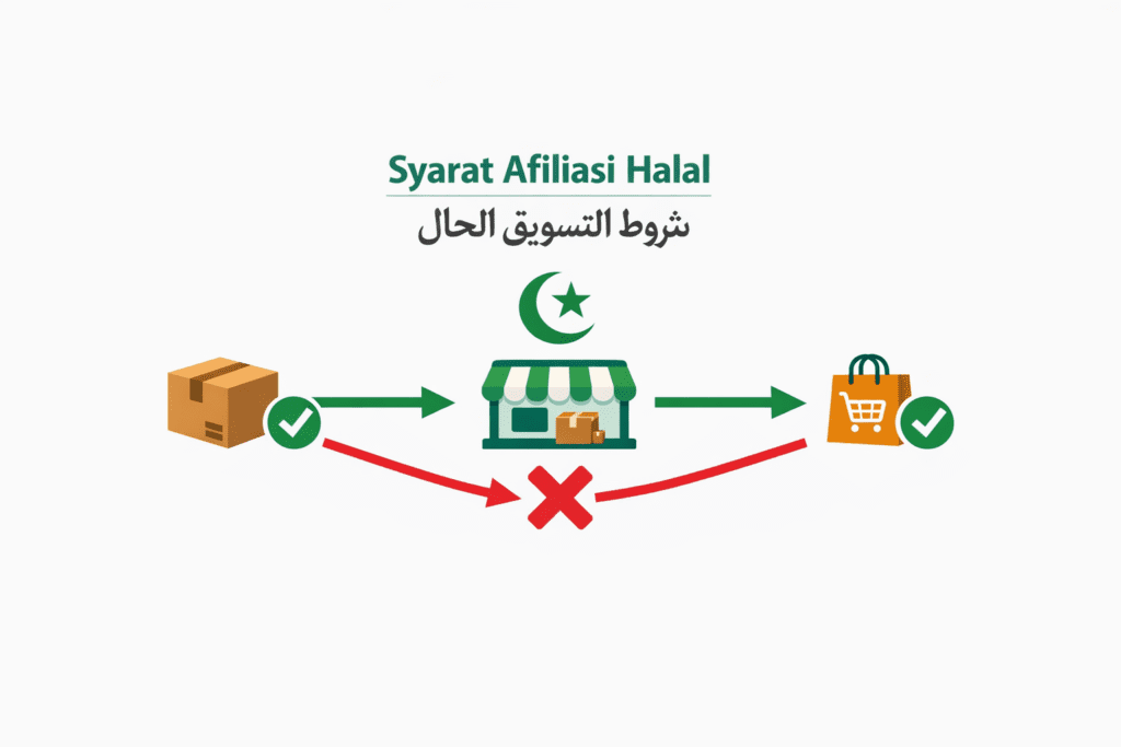 diagram rantai suplai dropshipping supplier dropshipper pelanggan jalur halal dan haram