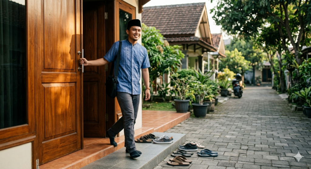 seorang muslim keluar rumah di pagi hari membaca doa keluar rumah bismillah tawakkaltu
