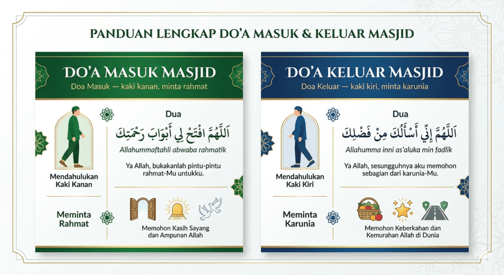 Infografis doa masuk dan keluar masjid lengkap beserta adabnya