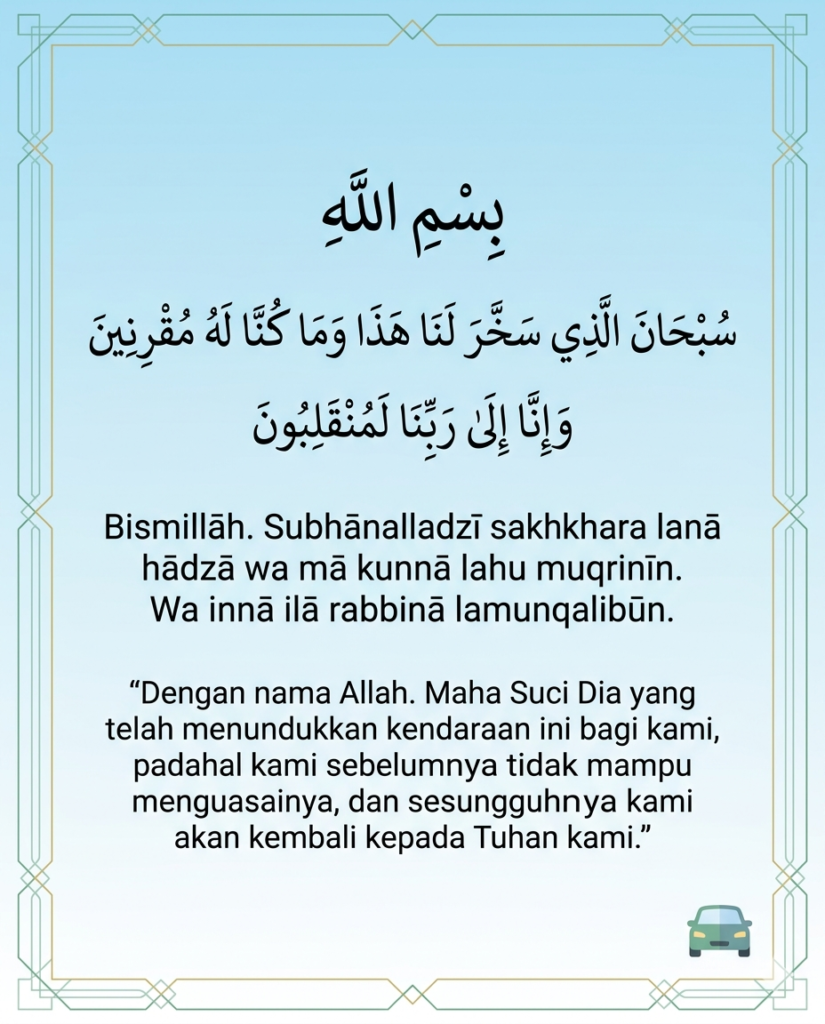 Lafaz doa naik kendaraan subhanallazi sakhkhara lana Arab latin terjemahan