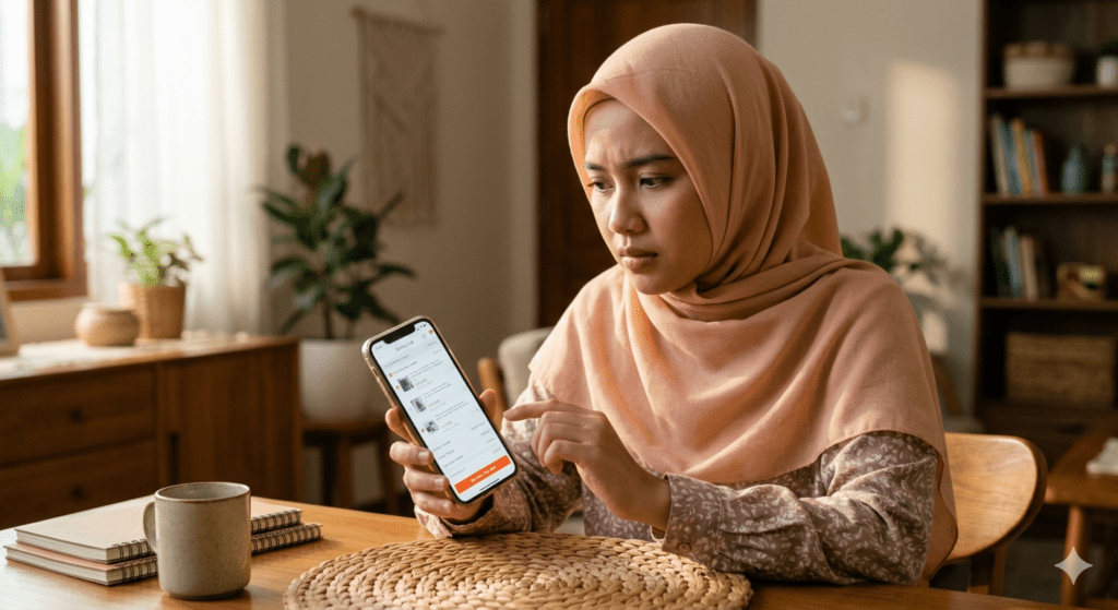muslimah mempertimbangkan hukum paylater dalam islam sebelum menggunakan cicilan online