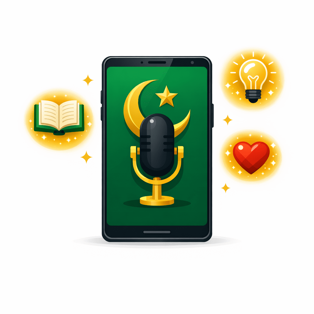  ilustrasi dakwah digital islami dan hukum konten kreator  muslim smartphone keilmuan manfaat