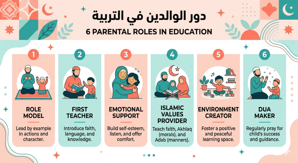 Infografis 6 peran utama orang tua dalam pendidikan anak menurut Islam