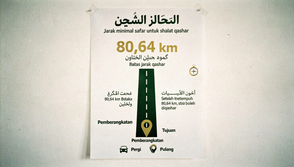 infografis jarak minimal safar shalat qashar 80 km menurut mazhab syafii