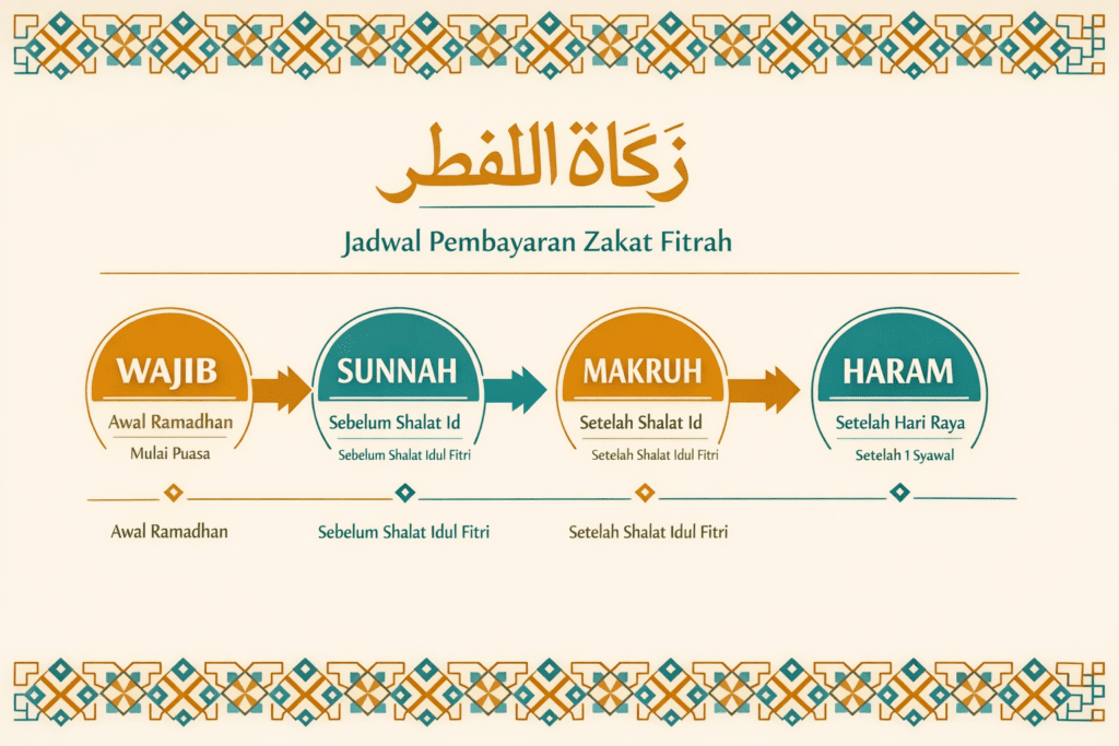 Infografis waktu membayar zakat fitrah dari awal Ramadan hingga hari raya Idul Fitri