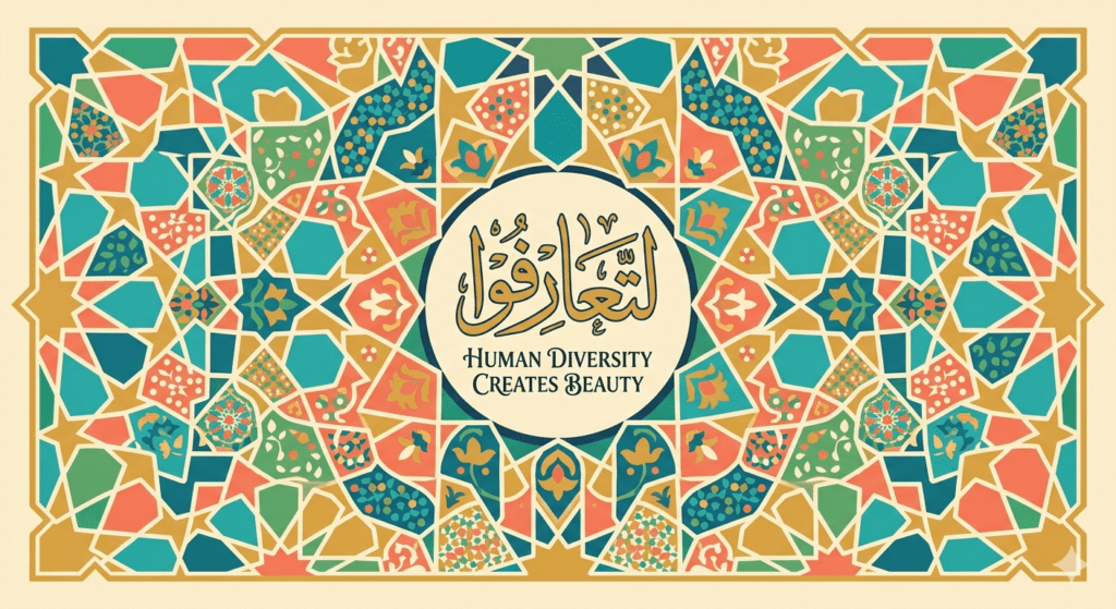 Ilustrasi mozaik keberagaman manusia yang indah dalam pandangan Islam