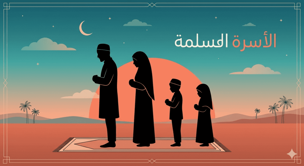  Ilustrasi keluarga Muslim yang shalat bersama sebagai bentuk pendidikan nilai Islam terbaik