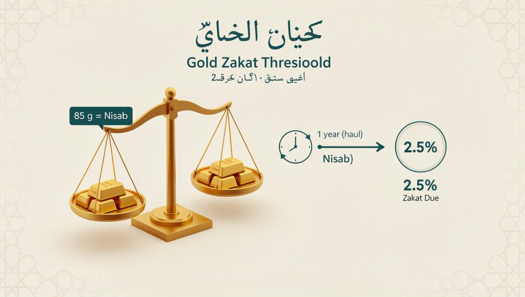 Infografis nisab zakat emas 85 gram haul satu tahun dan kadar 2,5 persen