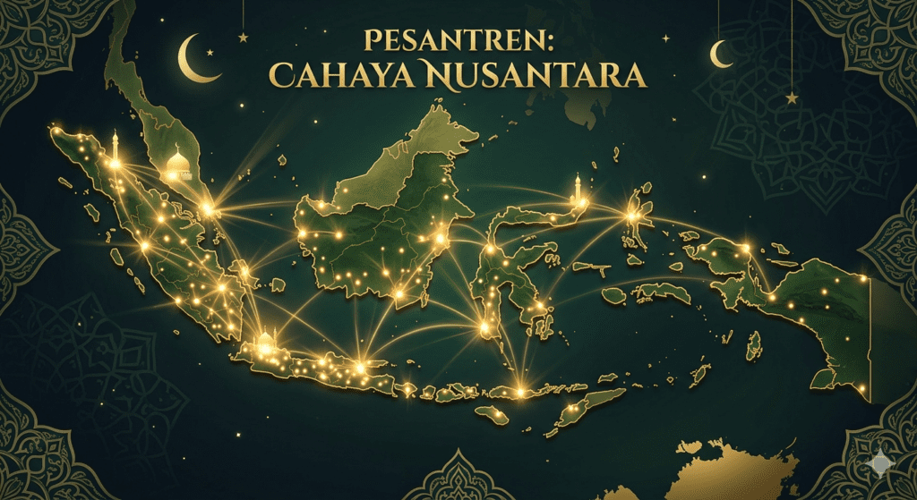 Ilustrasi peran keunggulan pendidikan pesantren sebagai pusat penyebaran Islam di seluruh Indonesia