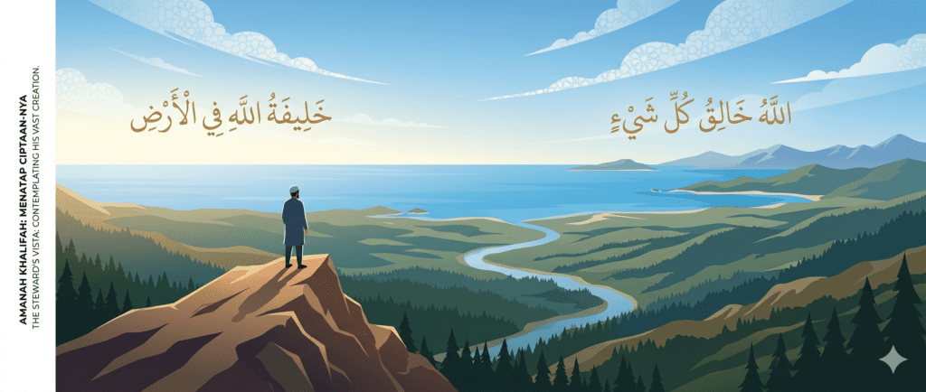 Ilustrasi makna tanggung jawab khalifah di bumi sebagai penjaga dan pemakmur ciptaan Allah