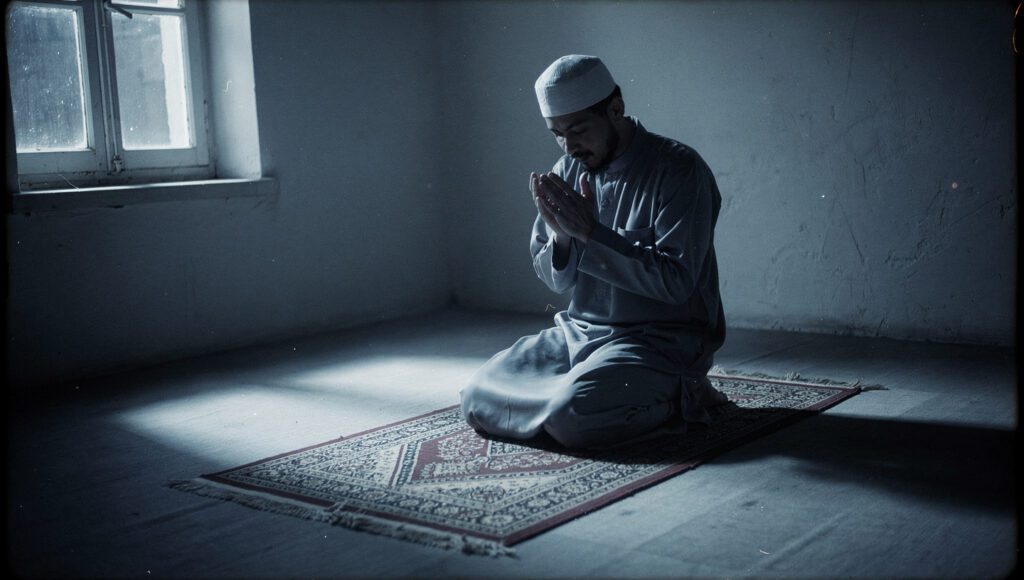 shalat tahajud malam hari seorang muslim di sepertiga malam yang mustajab